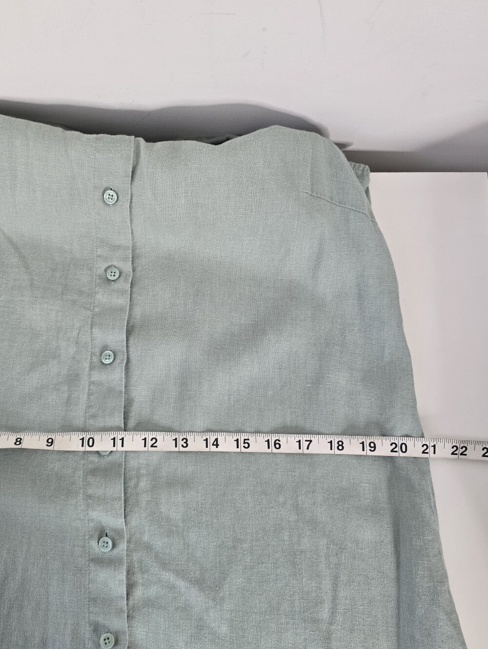 Garnet Hill Sage Classic Linen Shirtdress 10 Collared Button Front Minimalist - Picture 9 of 11